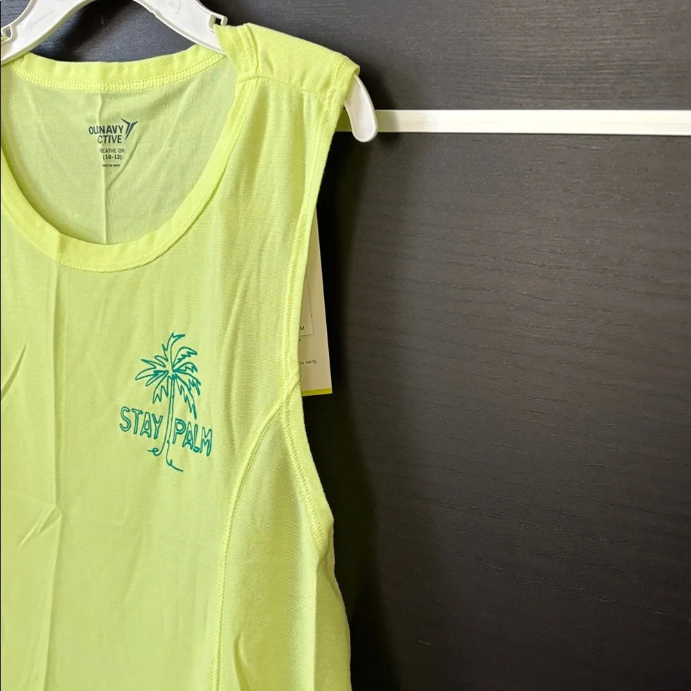 Old Navy Girls Breathe On Active Side Wrap Tank Top in Light Bulb Neon